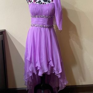 Lilac Bridesmaid Bejeweled Strapless Dress